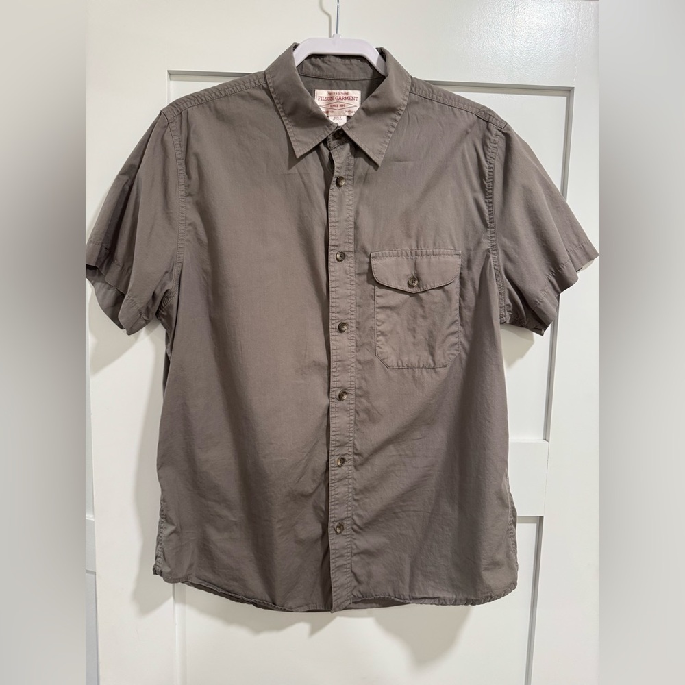 Filson gray/Taupe Casual Button Down Shirt Classic Collar Short Sleeves